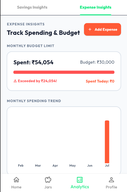 SaveJar Expense Insights Screenshot